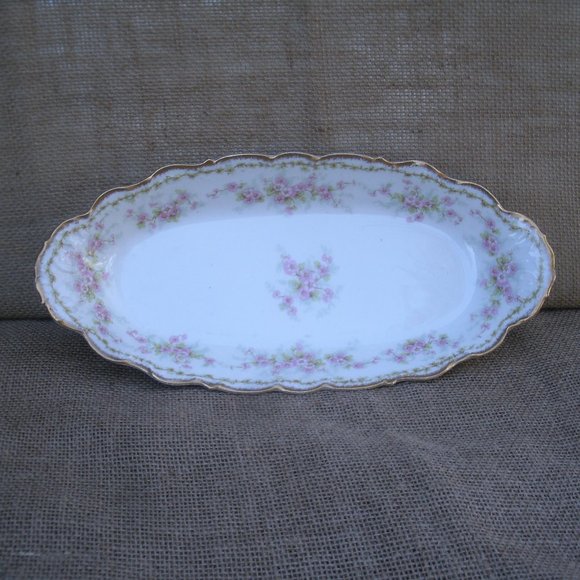 Antique Bawo & Dotter Elite Works Limoges Floral Serve Dish BWD4 - Picture 1 of 16
